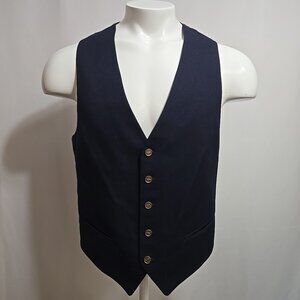 Yves Saint Laurent Waistcoat Vest Sleeveless Mens Approximate Size 38 Navy Wool